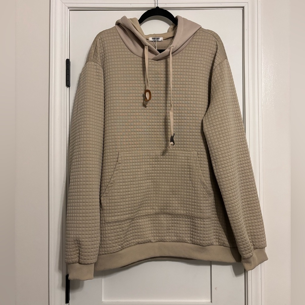 Coofandy Beige Textured Hoodie